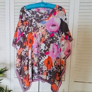 NY & Co. Floral Kimono 100% polyester top S